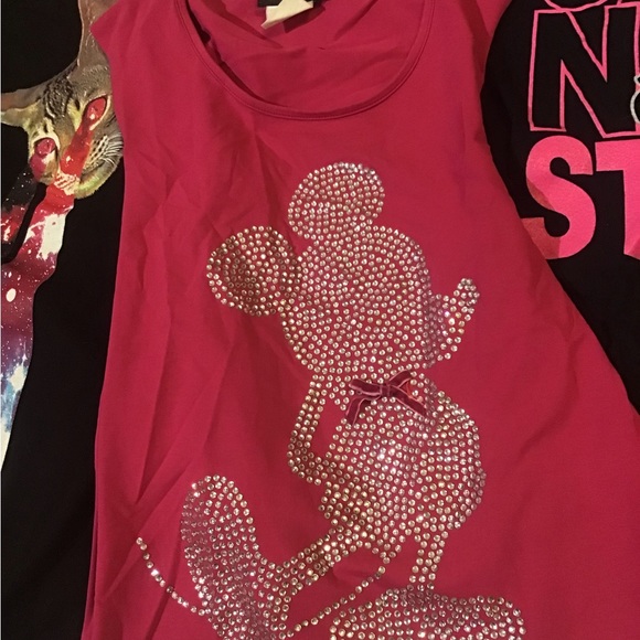4 graphic t shirt bundle pink with laser cat, Minnie Mouse crystal, and more - Picture 10 of 16